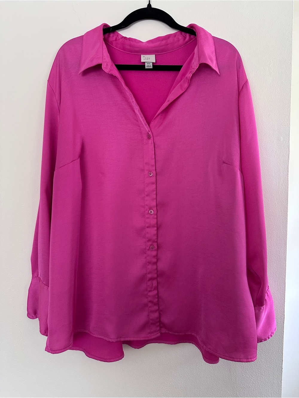 Button-Front Blouse in Bright Fuchsia